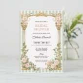 Sage Green Floral Cherub Bridal Shower  招待状 (スタンド正面)