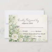 Sage Green floral Christian Wedding RSVP card (正面)