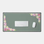 Sage Green Floral Custom Quote Desk Mat デスクマット (キーボード&マウス)
