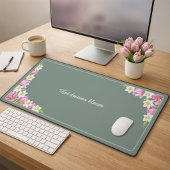 Sage Green Floral Custom Quote Desk Mat デスクマット