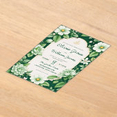 Sage Green Floral Elegant Botanical Garden アクリル招待状 (レイダウン)