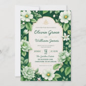 Sage Green Floral Elegant Botanical Garden 招待状 (正面)