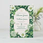 Sage Green Floral Elegant Botanical Garden 招待状 (スタンド正面)