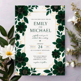 Sage Green Floral Elegant Botanical Greenery Gold アクリル招待状