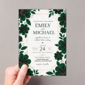 Sage Green Floral Elegant Botanical Greenery Gold アクリル招待状 (インサイチュ (ポータブル))