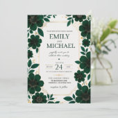 Sage Green Floral Elegant Botanical Greenery Gold 招待状 (スタンド正面)