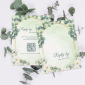 Sage Green Floral Eucalyptus Botanical Wedding 出欠カード