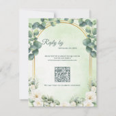 Sage Green Floral Eucalyptus Botanical Wedding 出欠カード (裏面)