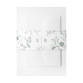 Sage Green Floral Garden Monogram Wedding 招待状ベリーバンド (正面例)