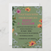 Sage Green Floral Garden Wedding Invitation 招待状 (正面)