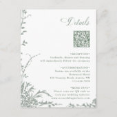 Sage Green Floral Garden Wedding QR Code Details エンクロージャーカード (正面)