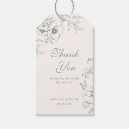 Sage Green Floral Garden Wedding Thank You ギフトタグ
