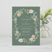 Sage Green Floral Garland Wedding 招待状 (スタンド正面)