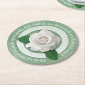 Sage Green Floral Inspirational Quote ラウンドペーパーコースター (アングル)