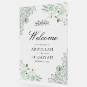 Sage Green Floral Lace Muslim Wedding Welcome アクリルサイン (傾斜)