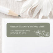 Sage Green Floral Line Art  ラベル (インサイチュ)