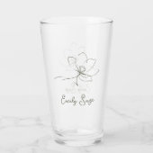 Sage Green Floral Line Art Minimalist Zen Glass タンブラーグラス (裏面)