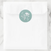 Sage Green Floral Line Art Monogram Wedding ラウンドシール (バッグ)