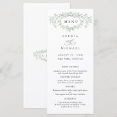 Sage Green Floral Line Art Wedding Flat Menu メニュー (正面/裏面)