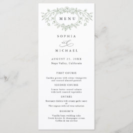 Sage Green Floral Line Art Wedding Flat Menu メニュー