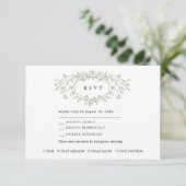 Sage Green Floral Line Art Wedding Response Card 出欠カード (スタンド正面)