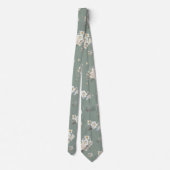 Sage Green Floral Necktie for Wedding ネクタイ (裏面)