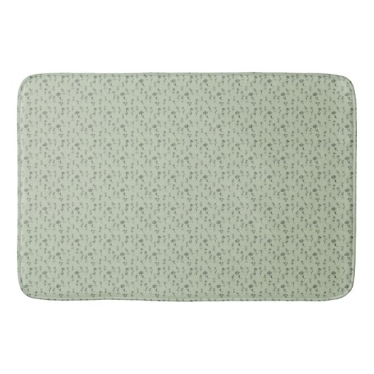 Sage Green Floral Pattern  バスマット (正面)