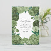 Sage Green Floral Photo and QR Code Wedding 招待状 (スタンド正面)