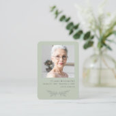 Sage Green Floral Photo Cross Funeral Prayer Card 名刺 (スタンド正面)