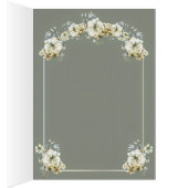 Sage Green Floral Photo Wedding Thank You (内側 (右))