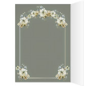 Sage Green Floral Photo Wedding Thank You (内側 (左))