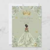 Sage Green Floral Princess and Frog Quinceañera 招待状 (裏面)