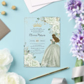 Sage Green Floral Princess Gown Quinceañera Quince アクリル招待状 (インサイチュ (ウェディング))