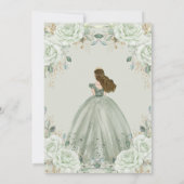 Sage Green Floral Princess Gown Quinceañera Quince 招待状 (裏面)
