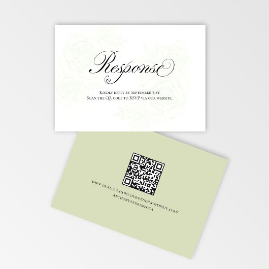 Sage Green Floral QR Code Wedding RSVP Script