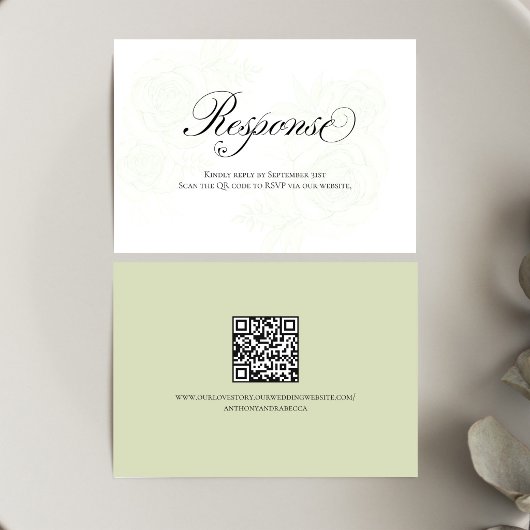Sage Green Floral QR Code Wedding RSVP Script