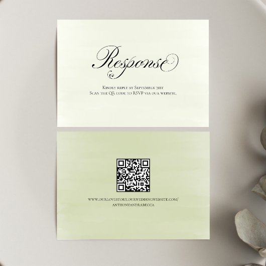 Sage Green Floral QR Code Wedding RSVP Script