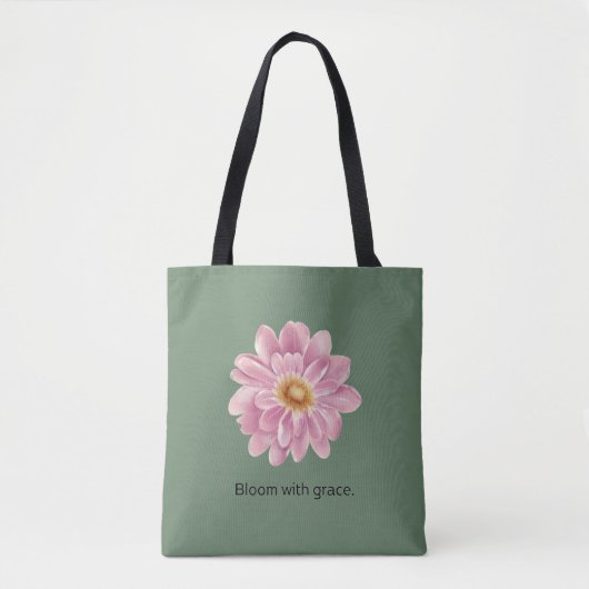 Sage green floral tote  トートバッグ (正面)