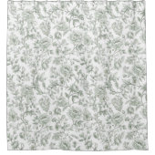 Sage Green Floral Vintage Toile Pattern  シャワーカーテン (正面)