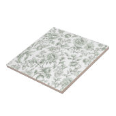 Sage Green Floral Vintage Toile Pattern  タイル (側面)