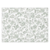Sage Green Floral Vintage Toile Pattern  テーブルクロス (正面(横))