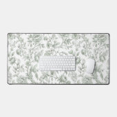 Sage Green Floral Vintage Toile Pattern  デスクマット (キーボード&マウス)
