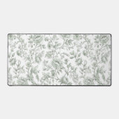 Sage Green Floral Vintage Toile Pattern  デスクマット (正面)