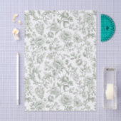 Sage Green Floral Vintage Toile Pattern  薄葉紙 (クラフト)