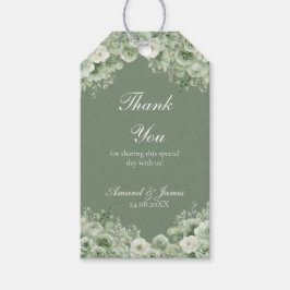 Sage Green Floral Watercolor Wedding Favor Tags ギフトタグ