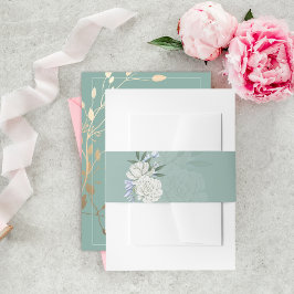 Sage Green Floral Wedding Belly Band | シンプルモダン 招待状ベリーバンド
