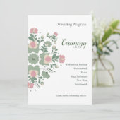 Sage Green Floral Wedding Ceremony Flat Program プログラム (スタンド正面)