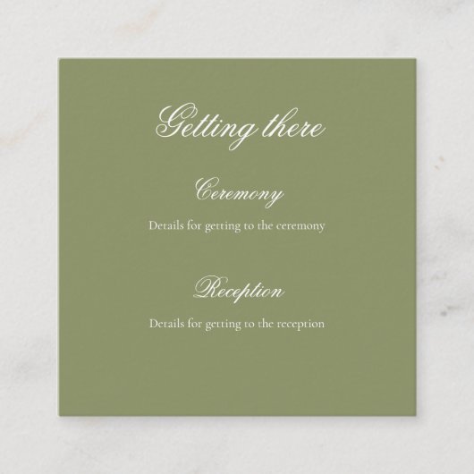 Sage Green Floral Wedding Gift Tag エンクロージャーカード (正面)