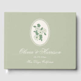 Sage Green Floral Wedding Guest Book ゲストブック