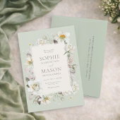 Sage Green Floral Wedding Invitation 招待状